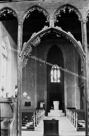 CHURCH OF ST HELEN INTERIOR NAVE THROUGH SCREEN